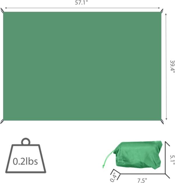 Multifunctional Tarp Waterproof with Carry Bag for Tent Ultralight Outdoor Tent Footprint for Ground Camping Hiking (Green-57.1" x39.4")