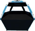 Deluxe Pop Up Beach Tent Sun Shade Shelter for 3-4/5-6 Person, UV Protection, Extendable Floor with 3 Ventilating Windows Plus Carrying Bag, Stakes, and Guy Lines