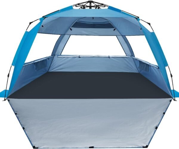 Deluxe Pop Up Beach Tent Sun Shade Shelter for 3-4/5-6 Person, UV Protection, Extendable Floor with 3 Ventilating Windows Plus Carrying Bag, Stakes, and Guy Lines