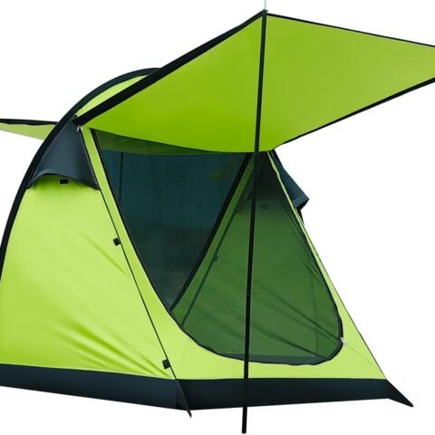 Revolutionary Single-Pole Ultra-Light 4-Person Tent: Double Door Ventilation, Spacious Layout & Economic Camping Solution, Without Awning Poles