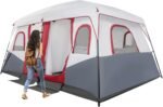 8-12 Person Outdoor Camping Tent 2 Room, Portable Cabin Huge Tent with Carrying Bag & Weatherproof Instant, Large Multi Room Family Tents for Camping, Picnics, Backpacking Hiking Car Traveling