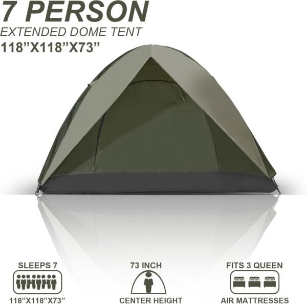 Camping Tent for 6-8 Person Waterproof/Windproof/Ventilation Family Dome Tents with Large Rainfly,Portable with Carry Bag Family Camping,Outdoor Hiking&Traveling