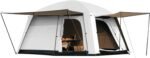 4-6 Person Camping Tent, Large Family Cabin Tents with Porch & Rainfly, Double Layer Waterproof Glamping Tent with 2 Rooms 2 Doors, Portable Big Tents for Outdoor Camping Hiking Party
