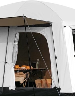 4-6 Person Camping Tent, Large Family Cabin Tents with Porch & Rainfly, Double Layer Waterproof Glamping Tent with 2 Rooms 2 Doors, Portable Big Tents for Outdoor Camping Hiking Party