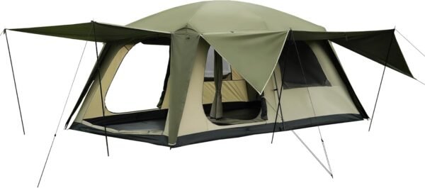 8-10 Person Camping Tent with 3 Door 2 Room Large Family Cabin Tents, Double Layer Waterproof Portable Glamping Tent, Big Tents for Outdoor Picnic Camping Hiking and Family Gathering
