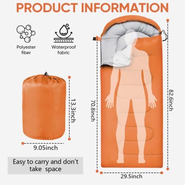 Sleeping Bags Portable Waterproof Camping Sleeping Bag for Adults Kids 4 Seasons Cold Weather or Warm Backpacking Hiking Travel Indoor Outdoor Use