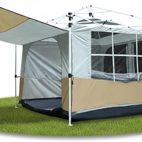 Camping Inner Tent for Pop Up Canopy, Cube Tent Converts 10"x10" Straight Leg Canopy into Camping Tents, Fully Vented Roof, Fit 4-6 Person Khaki (Frame/Shelter NOT Included)