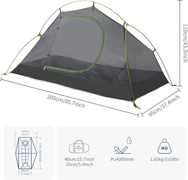 1 Person Tent, Waterproof Easy Set up Free Standing Single Person Tent, Lightweight Backpacking Tent for 1 Person, One Person Tent with Footprint Included