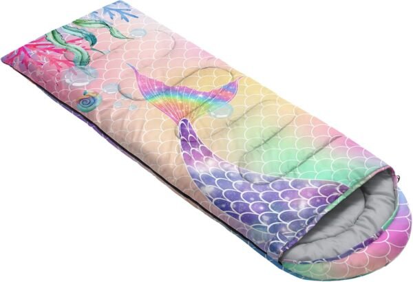 Kids Sleeping Bag for Boys Girls,Rocket Moon Print-Lightweight Warm Portable Outdoor Indoor-Waterproof Cold Weather Resistant Sleeping Bag for Camping Hiking