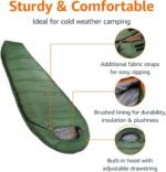 20°F Cold Weather Mummy Sleeping Bag, 82 Inches x 33 Inches, Olive Green