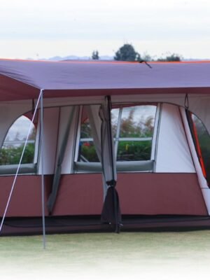 Extra Large Tent 12 Person,Awning Family Cabin Tents,2 Rooms,3 Doors and 3 Windows with Mesh,Straight Wall,Waterproof,Double Layer,Big Tent for Outdoor,Picnic,Camping,Family Gathering