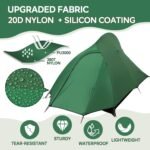 1-2 Person Lightweight Backpacking Tent - Waterproof Tent for 3 Season, Ultralight Camping Tent for Outdoor, Easy Setup for Sports, Hiking, Travel by