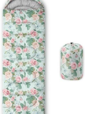 Kids Sleeping Bag for Boys Girls,Rocket Moon Print-Lightweight Warm Portable Outdoor Indoor-Waterproof Cold Weather Resistant Sleeping Bag for Camping Hiking