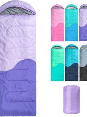 Sleeping Bag - 3 Seasons for Adults Kids Boys Girls Camping Hiking - Warm Cold Weather Lightweight Portable with Compression Bag for Backpacking in Spring, Summer, Fall and Winter