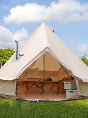 Luxury Cotton Bell Tent, Yurt Canvas Tent with Stove Jack, 4/6/8 Person Family 4 Season Camping