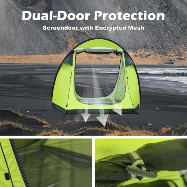 Revolutionary Single-Pole Ultra-Light 4-Person Tent: Double Door Ventilation, Spacious Layout & Economic Camping Solution, Without Awning Poles