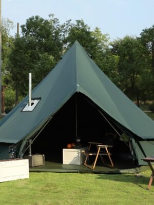 Luxury Cotton Bell Tent, Yurt Canvas Tent with Stove Jack, 4/6/8 Person Family 4 Season Camping