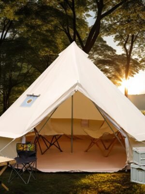Luxury Cotton Bell Tent, Yurt Canvas Tent with Stove Jack, 4/6/8 Person Family 4 Season Camping