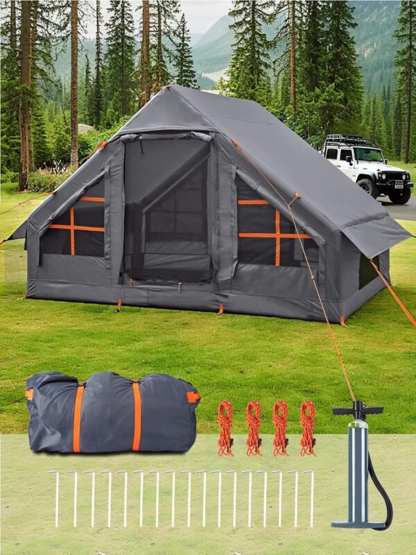 Inflatable Tents for Camping - Easy Blow Up Glamping Tent with Hand Pump, Waterproof PVC Air Inflatable Tent House for Family Weekend Camping